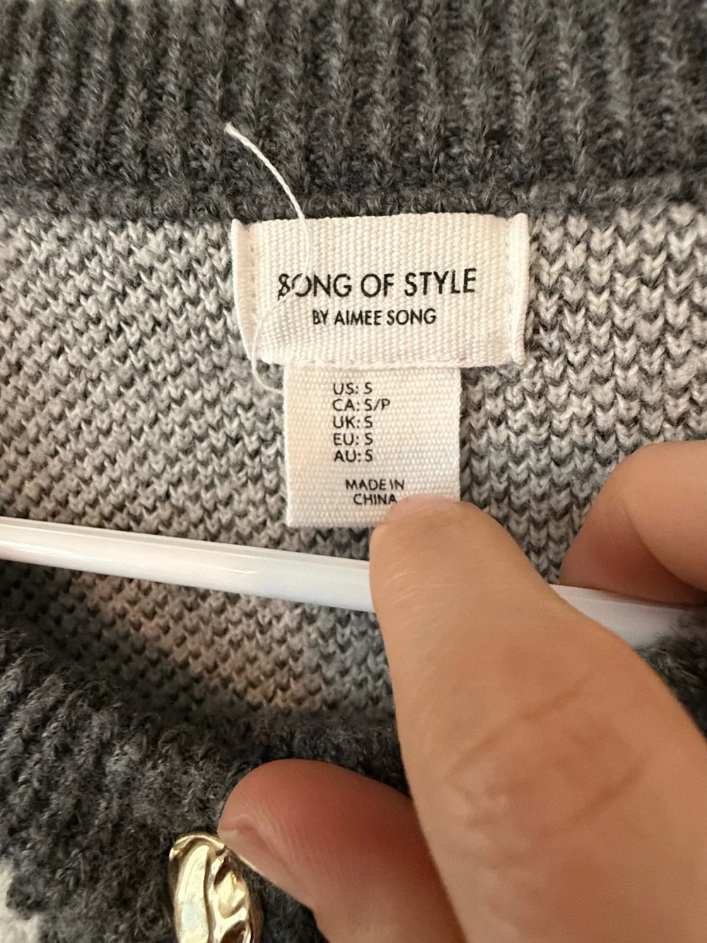 Song of Style Black & White Argyle Cropped Button Cardigan